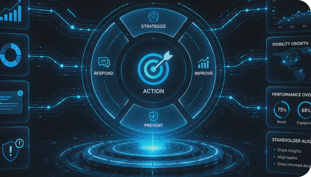 Act phase dashboard showing strategic response planning and action tracking